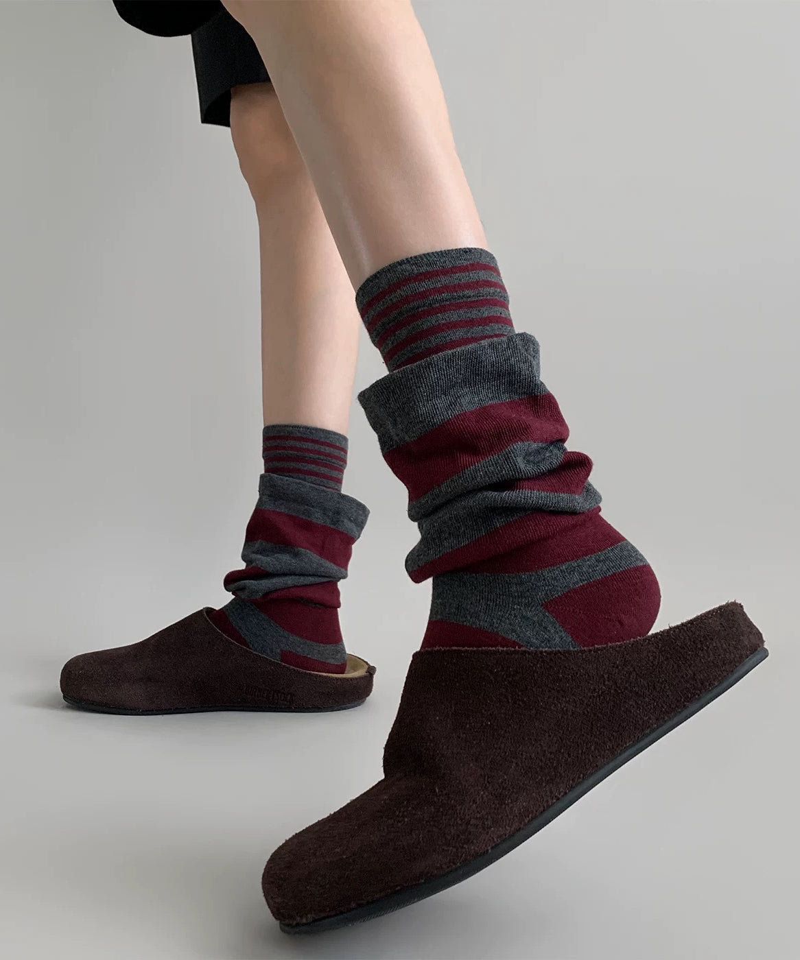 Chaussettes mi-mollet à rayures colorées effet deux-pièces - Urbann-Vibe