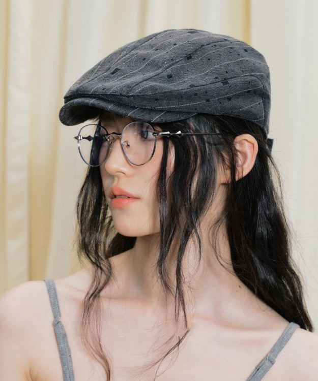 Chapeau breton fin à rayures gris foncé tendance - Urbann-Vibe