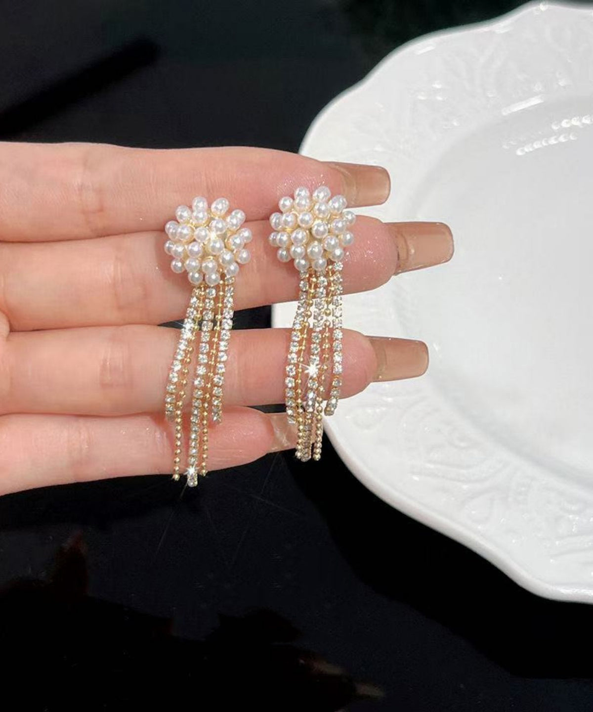 Boucles d'oreilles pendantes à pampilles en alliage de cuivre doré et zircon - Urbann-Vibe