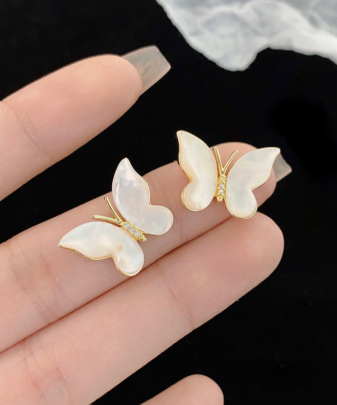Boucles d'oreilles papillon tendance en or, cuivre et zircons - Urbann-Vibe
