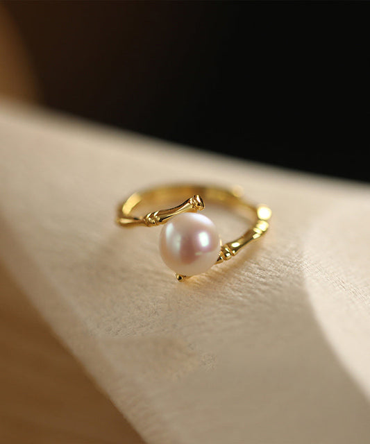 Bagues ouvertes tendance en alliage d'or et d'argent sterling avec perles - Urbann-Vibe