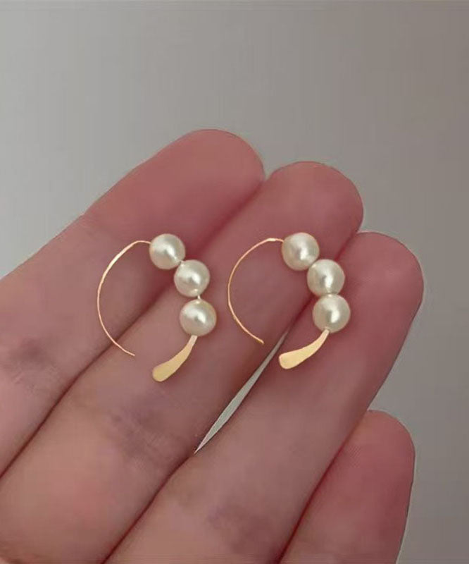 Boucles d'oreilles créoles tendance en argent sterling et or avec perles - Urbann-Vibe