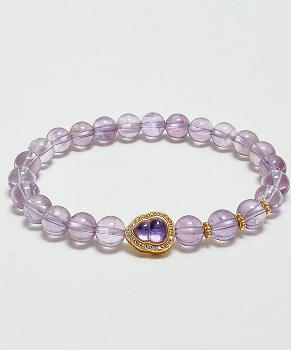 Bracelet chaîne en calebasse en alliage violet et cristal de zircon - Urbann-Vibe