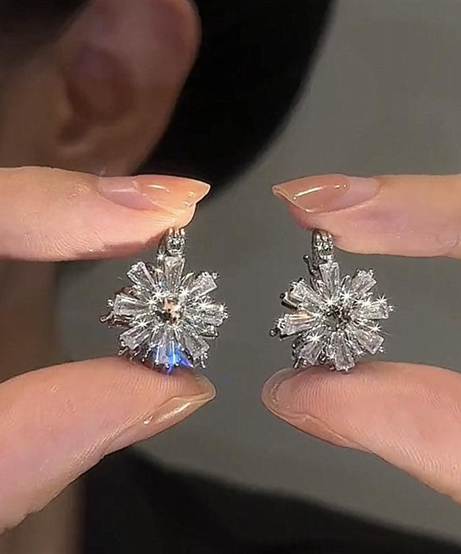 Boucles d'oreilles créoles neige en soie, cuivre et zircon - Urbann-Vibe