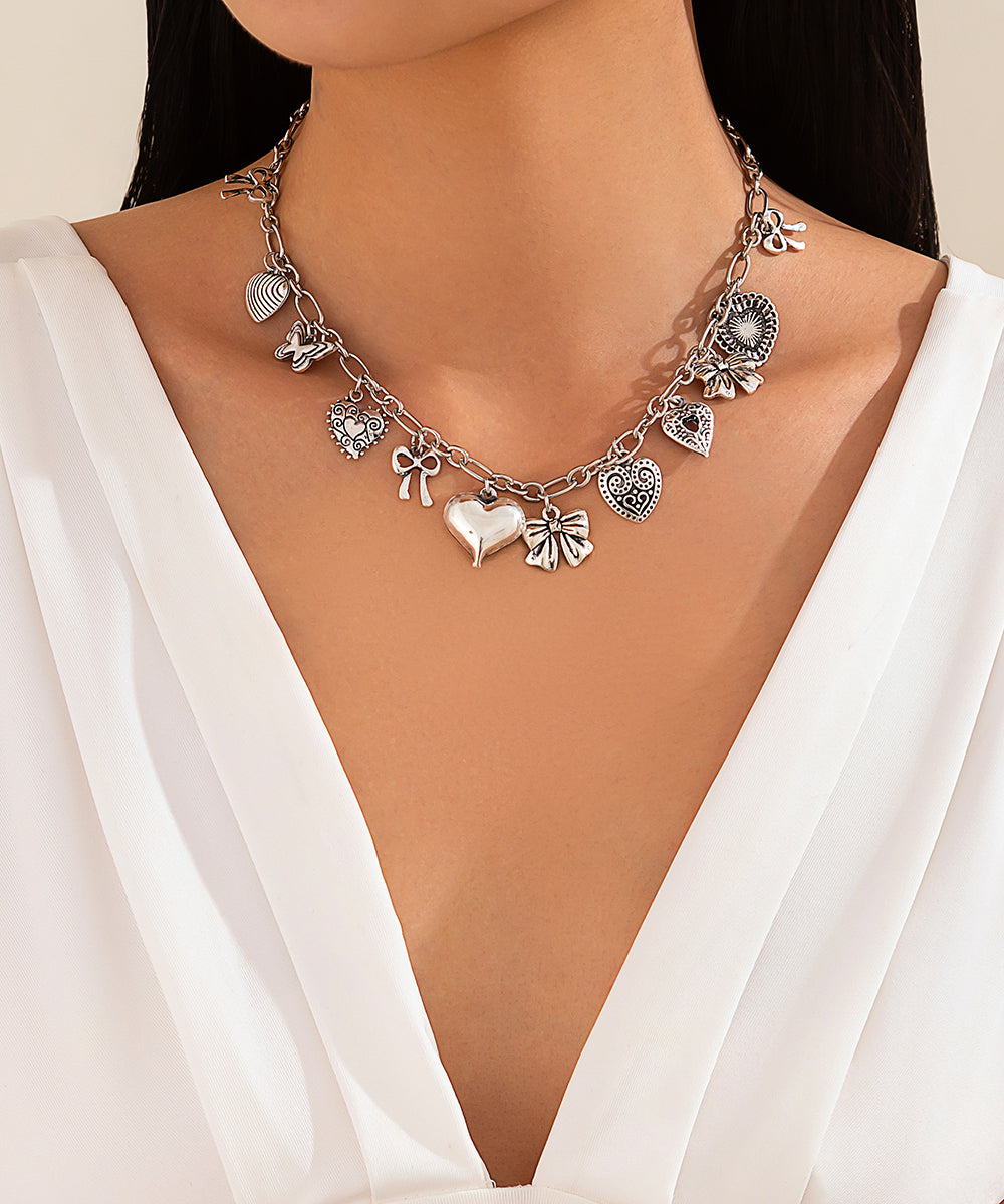 Collier pendentif asymétrique en argent sterling et soie tendance - Urbann-Vibe