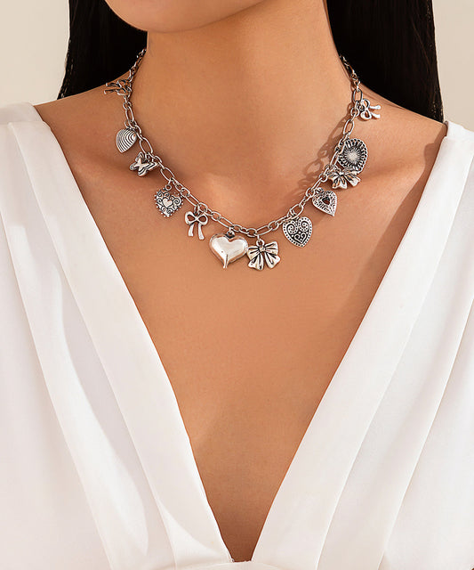 Collier pendentif asymétrique en argent sterling et soie tendance - Urbann-Vibe