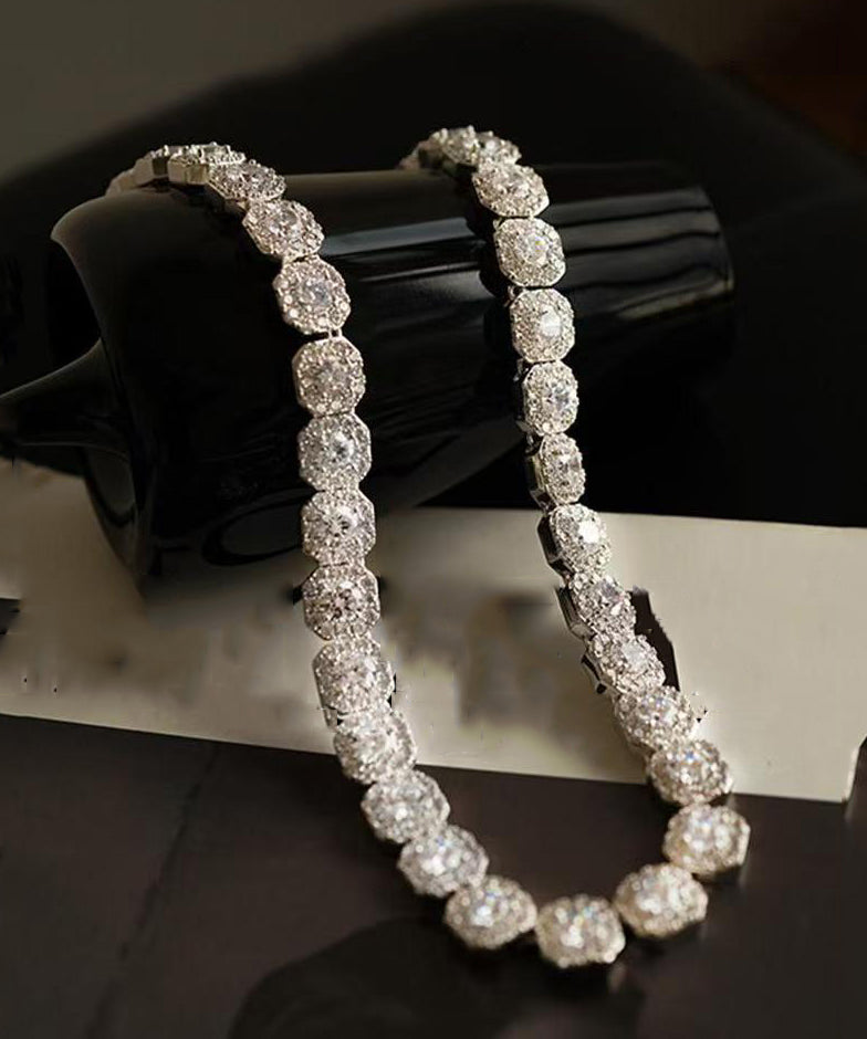 Collier de perles graduées en argent sterling et zircons - Urbann-Vibe