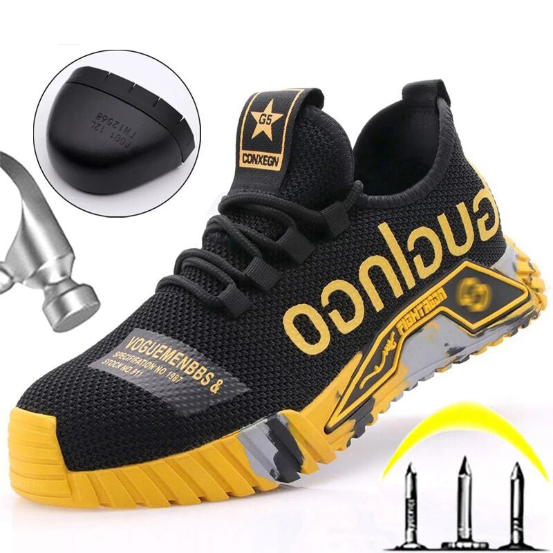 Fedde black steel toe safety shoes durable protective footwear with modern professional design