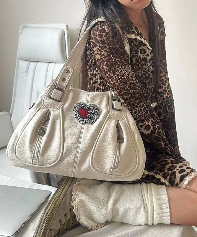 Sacs à bandoulière en similicuir blanc tendance avec poches - Urbann-Vibe
