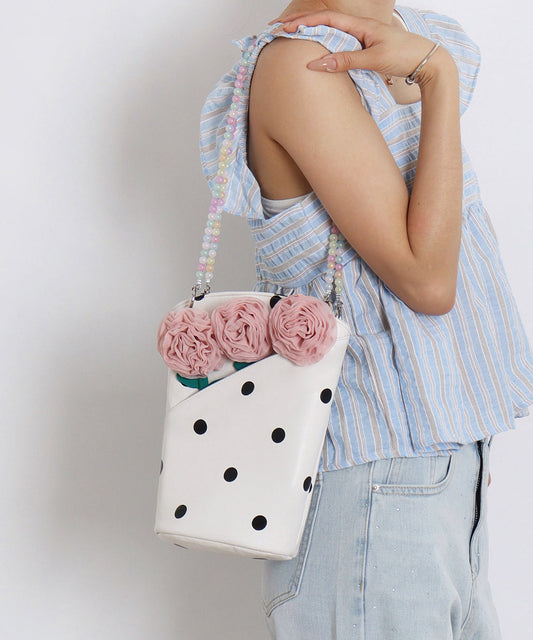 Sac seau tendance en similicuir blanc à imprimé floral - Urbann-Vibe