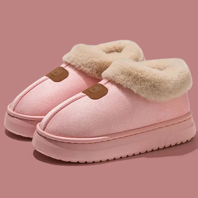 Women's faux fur platform snow boots, cozy plush lining, chunky sole cold weather winter footwear