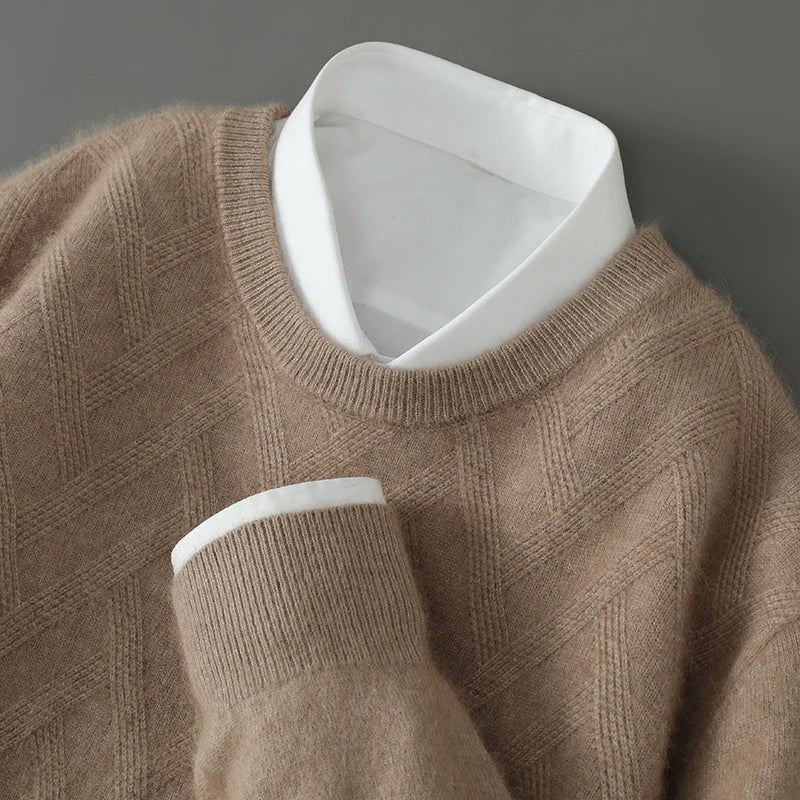 Ivory cashmere knit sweater silky-soft drape minimalist cut refined knit texture everyday luxury