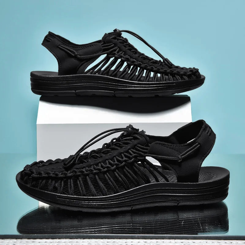 Felix Grant Bahamas flat sandals woven mesh upper vibrant hues elastic band beach casual summer