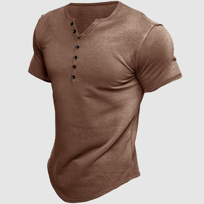 Men's Felix Grant Boss Henley T-shirt athletic fit breathable cotton-poly blend with button placket