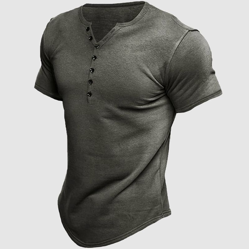 Men's Felix Grant Boss Henley T-shirt athletic fit breathable cotton-poly blend with button placket