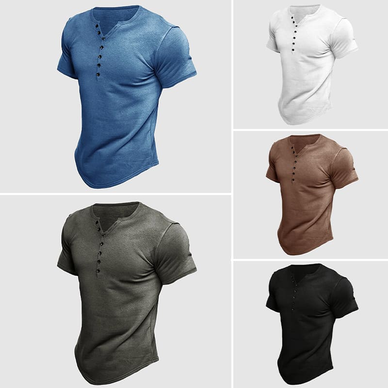 Men's Felix Grant Boss Henley T-shirt athletic fit breathable cotton-poly blend with button placket