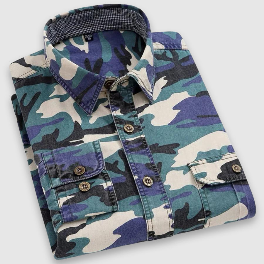 Felix Grant camouflage classic shirt premium cotton turn-down collar outdoor casual style