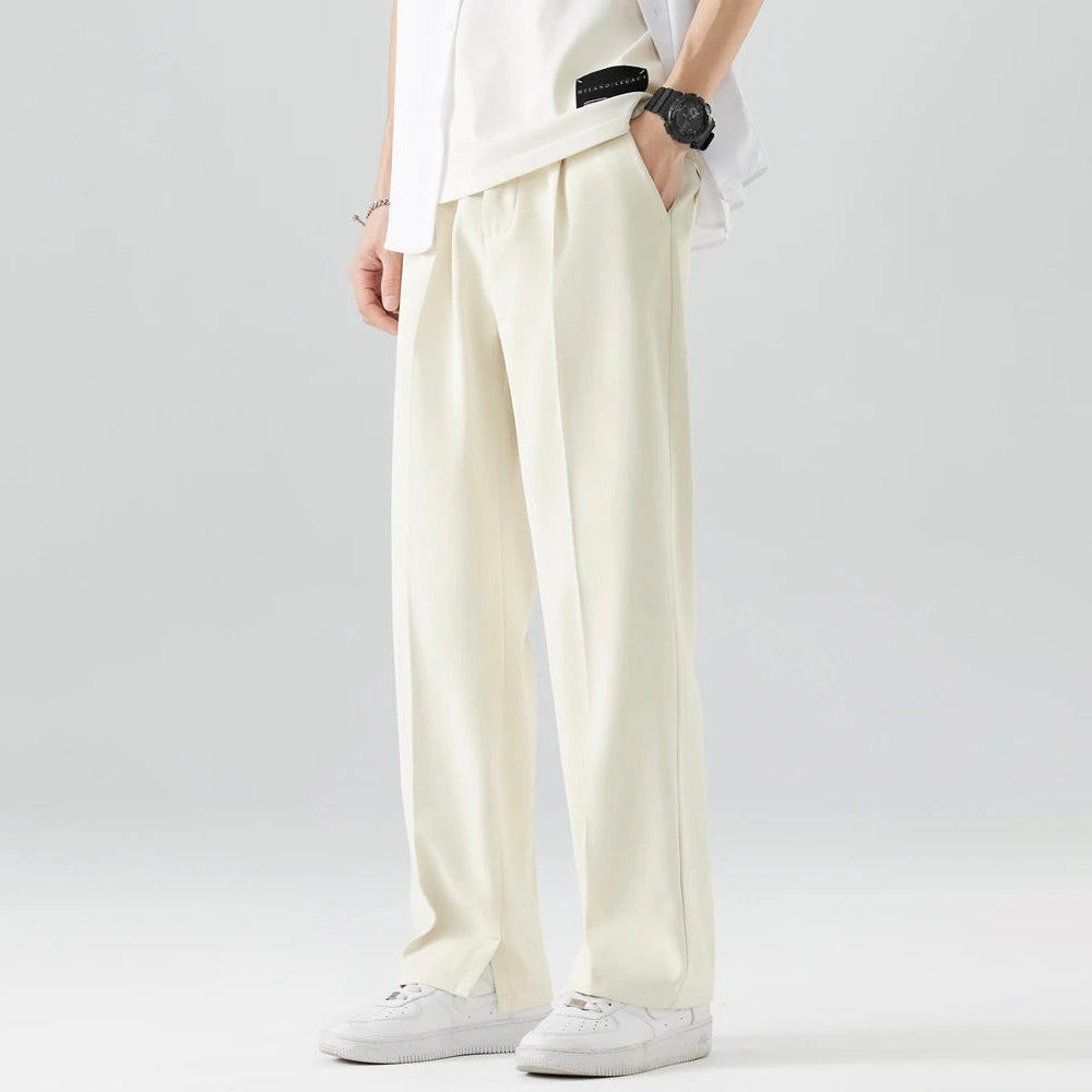 Felix Grant unisex wide-leg relaxed fit casual pants, breathable polyester blend with button fly