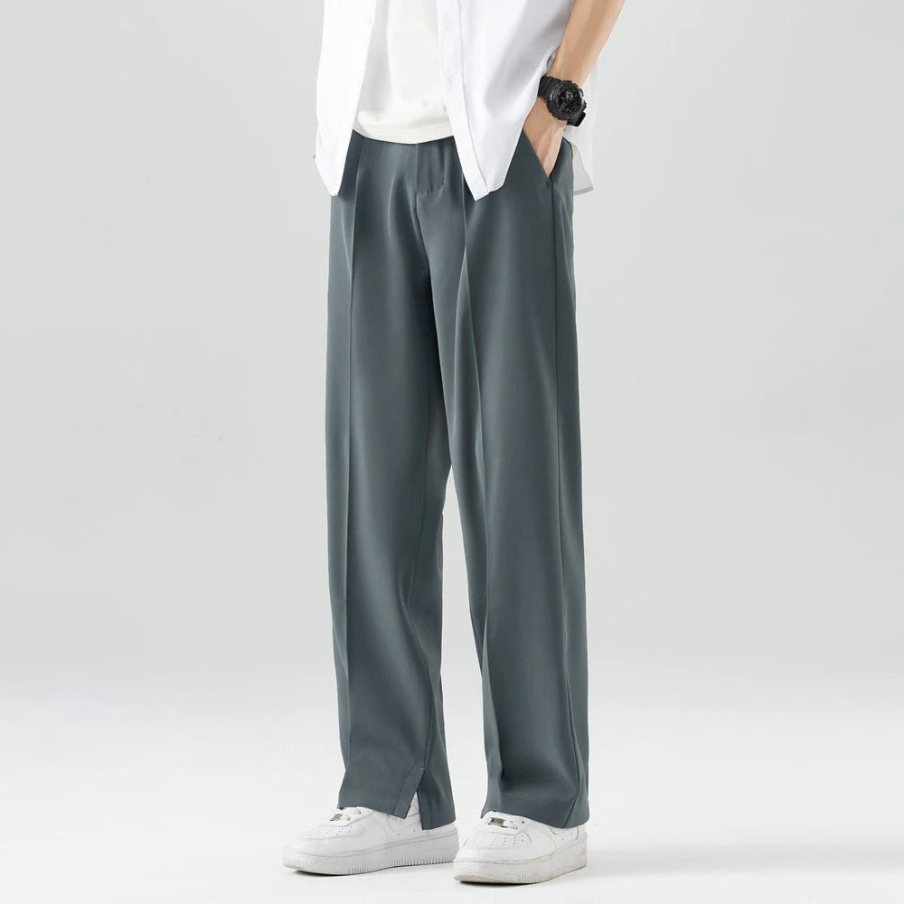 Felix Grant unisex wide-leg relaxed fit casual pants, breathable polyester blend with button fly