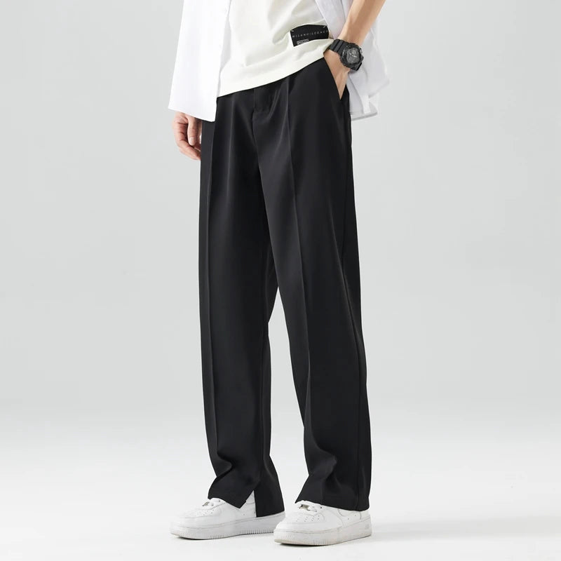 Felix Grant unisex wide-leg relaxed pants breathable polyester mid-rise button fly casual everyday