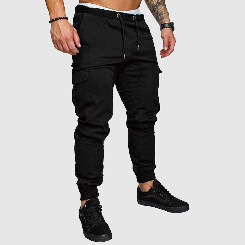 Felix Grant men's black cargo pants elastic waist multi-pocket urban explorer style durable polyester