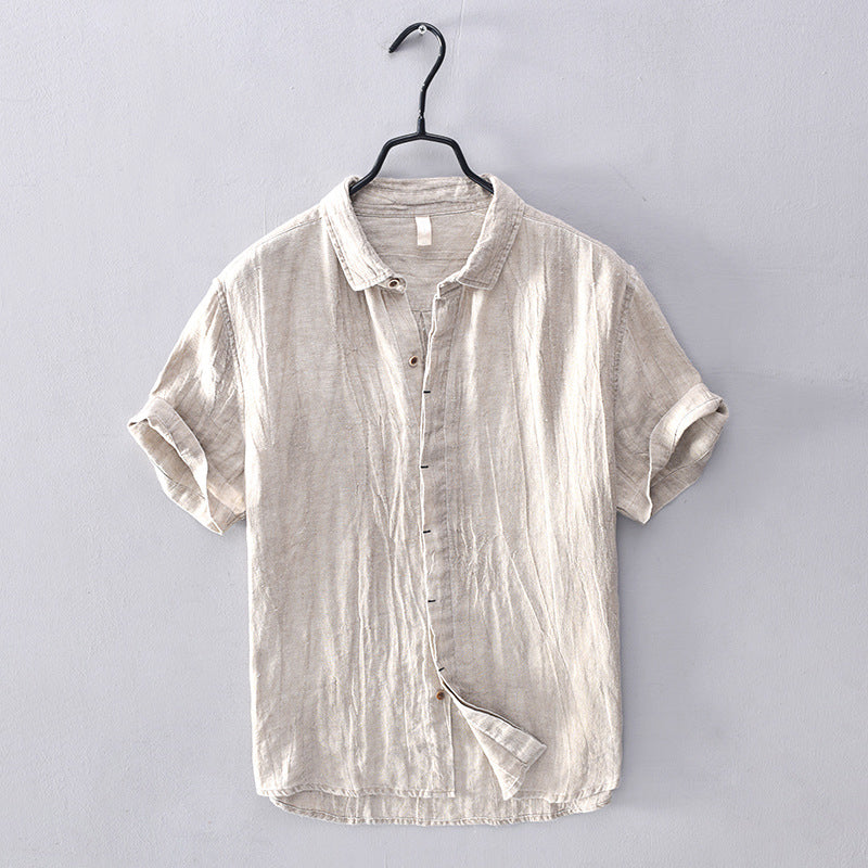 Men's coral linen shirt relaxed fit breathable lightweight vacation travel essential summer style