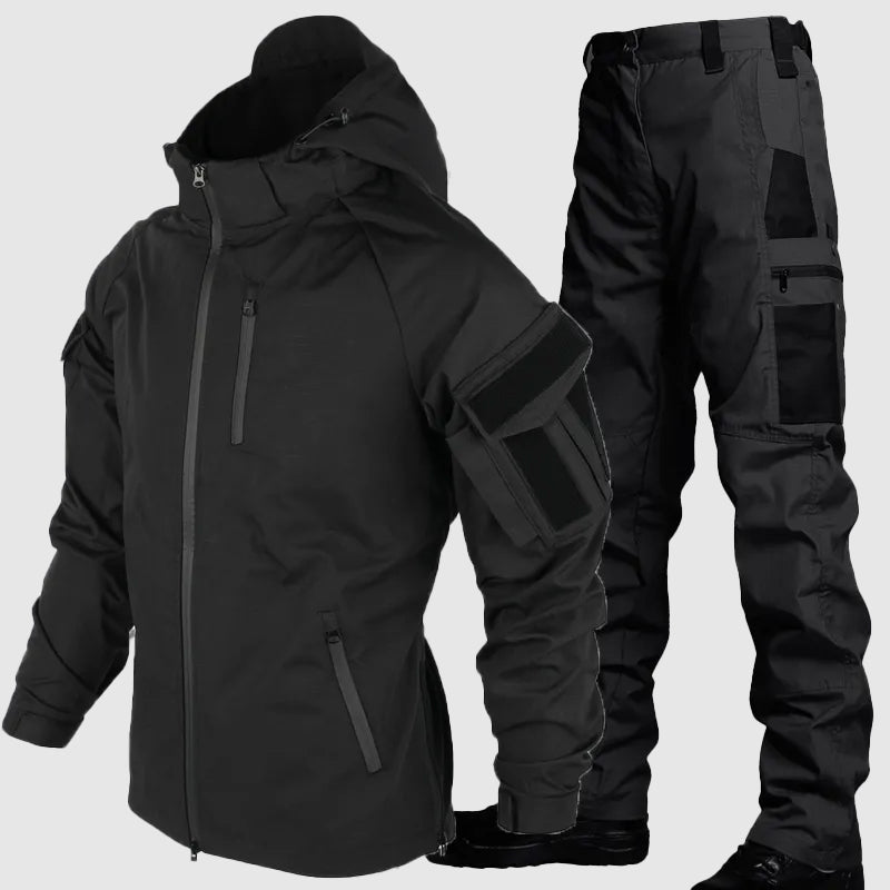Felix Grant waterproof two-piece rain jacket and pants set in durable polyester with sealed zipper