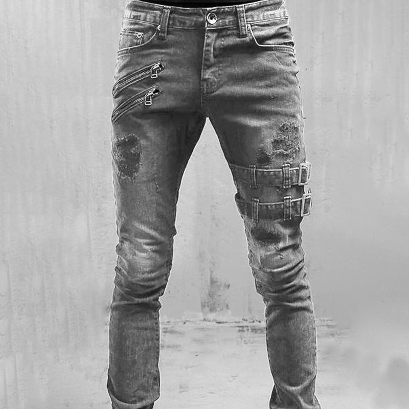 Felix Grant slim fit denim jeans with ribbed detailing, chic urban style for men