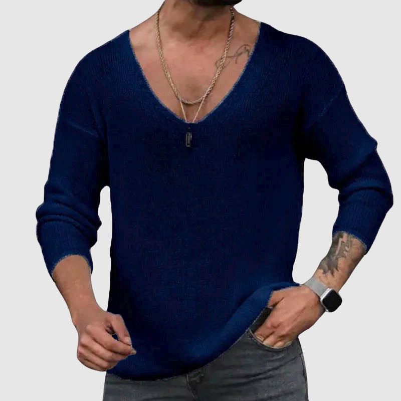 Felix Grant men's white cotton-poly V-neck shirt with modern flattering silhouette for casual wear