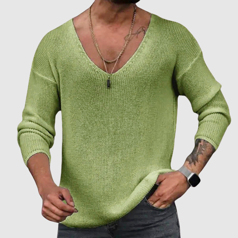 Felix Grant men's white cotton-poly V-neck shirt, casual everyday fit with flattering neckline