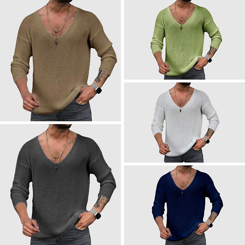 Felix Grant men's white cotton-poly v-neck casual shirt with modern flattering silhouette