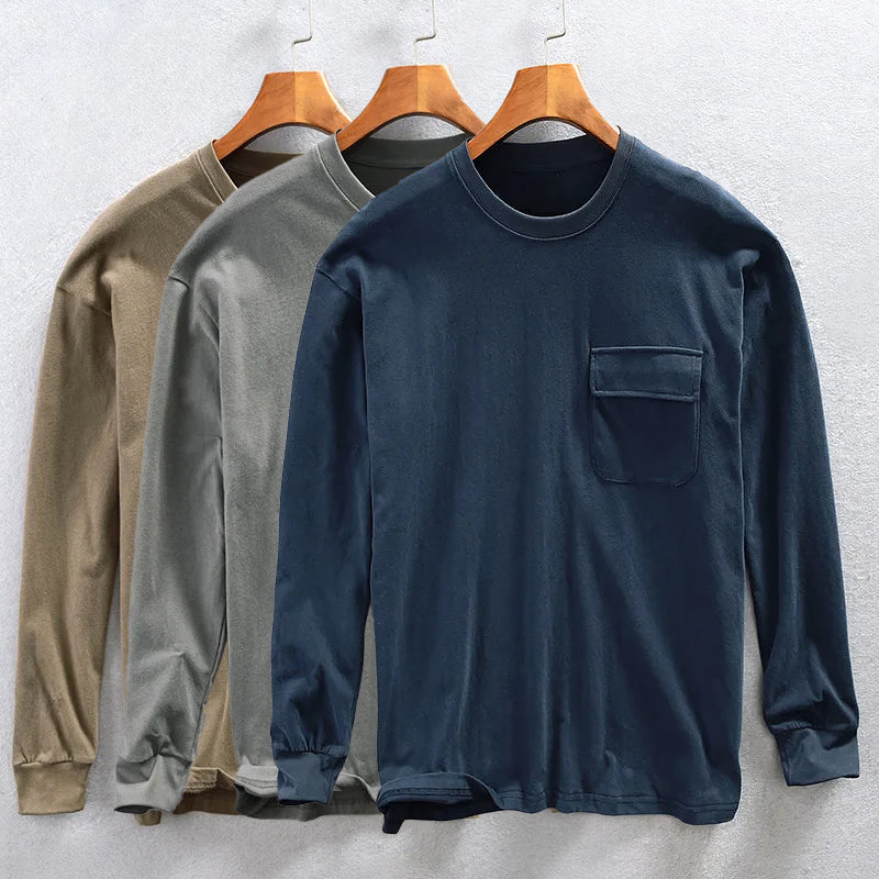 Felix Grant cotton casual sweatshirt with O-neck collar and practical chest pocket for everyday wear