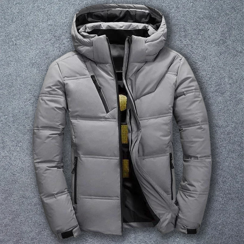 Felix Grant navy mountain down jacket premium goose insulation detachable hood outdoor winter