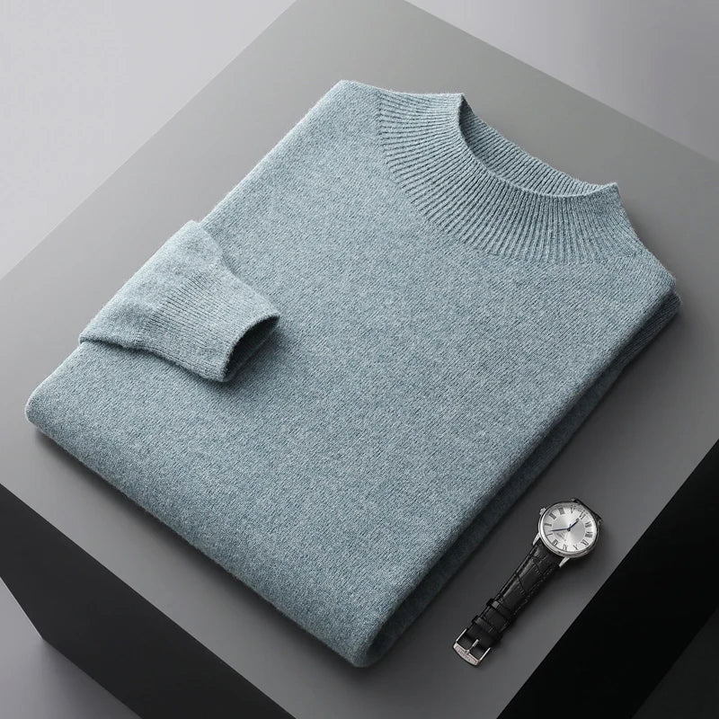 Felix Grant unisex wool sweater ribbed half-turtleneck 100% extra-fine luxury knit everyday comfort