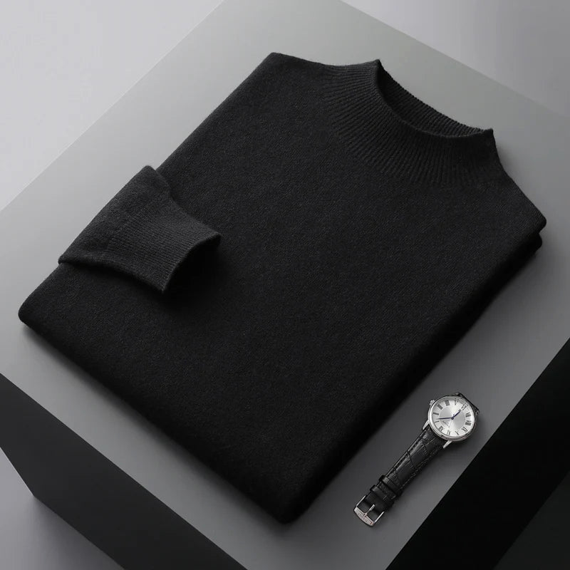 Felix Grant unisex wool sweater ribbed half-turtleneck collar ultra-soft luxury knit everyday comfort