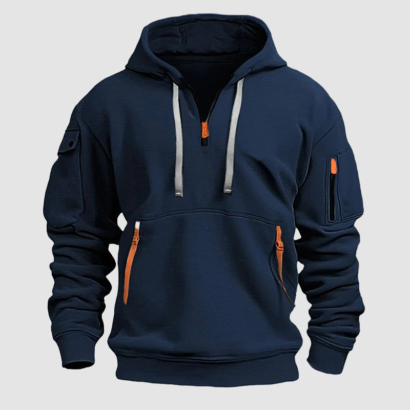 Felix Grant lightweight gray athleisure sweatshirt loose fit with multi-pocket hood for everyday wear