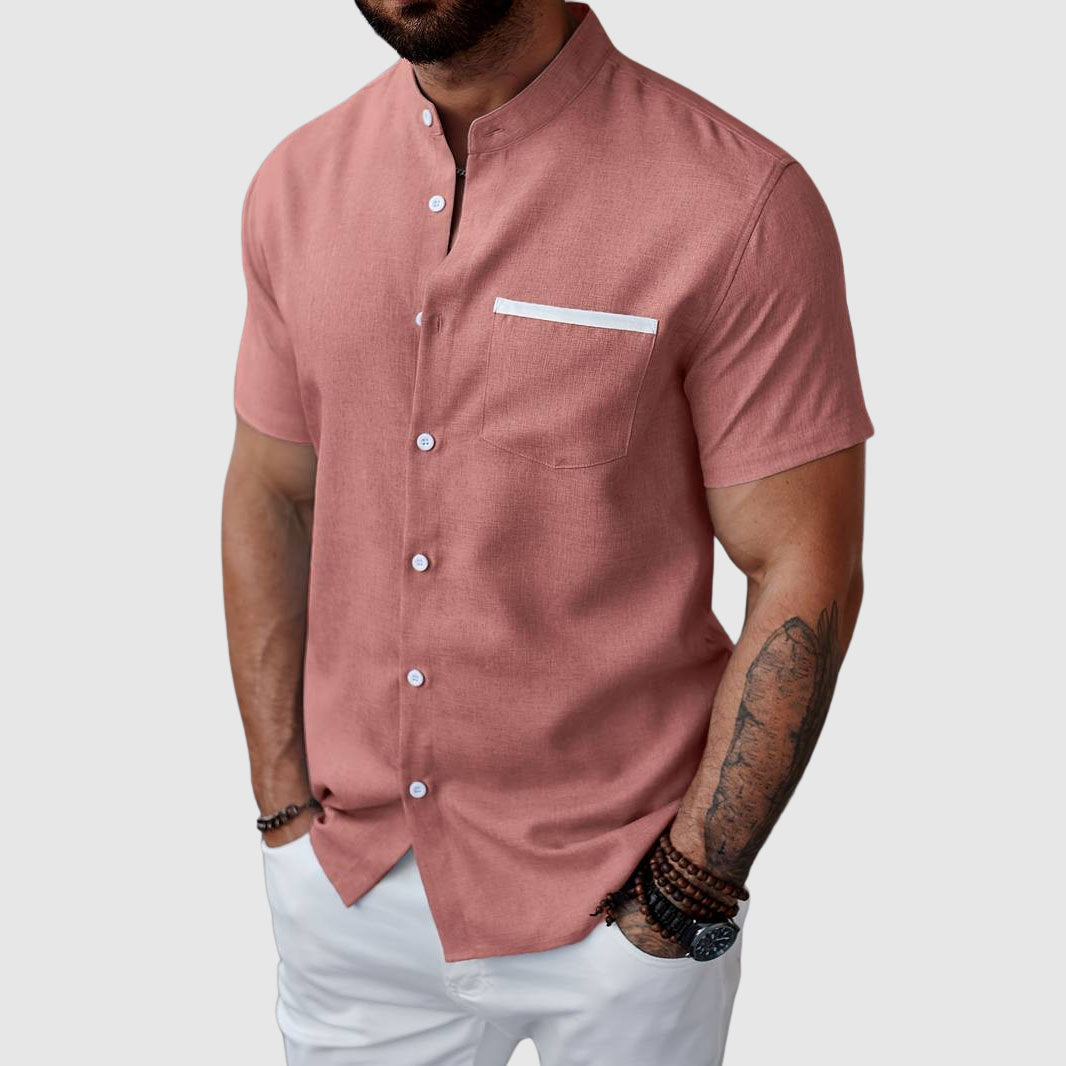 Men's Felix Grant summer Henley shirt breathable polyester blend short-sleeve with chest pocket