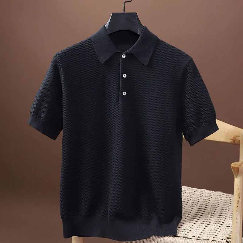 Felix Grant men's summer polo shirt classic solid color lightweight acrylic viscose turn-down collar