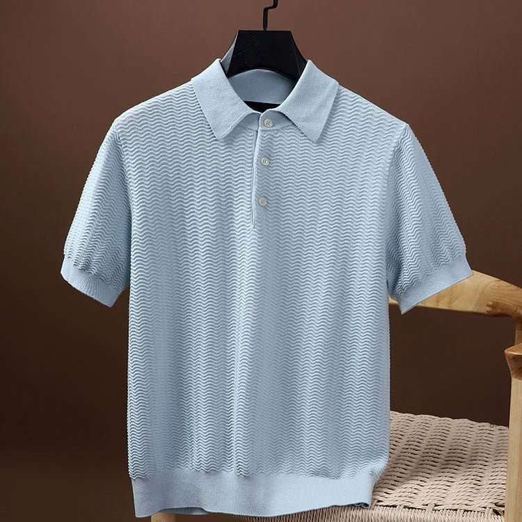 Felix Grant men's lightweight summer polo shirt classic solid color turn-down collar casual fit
