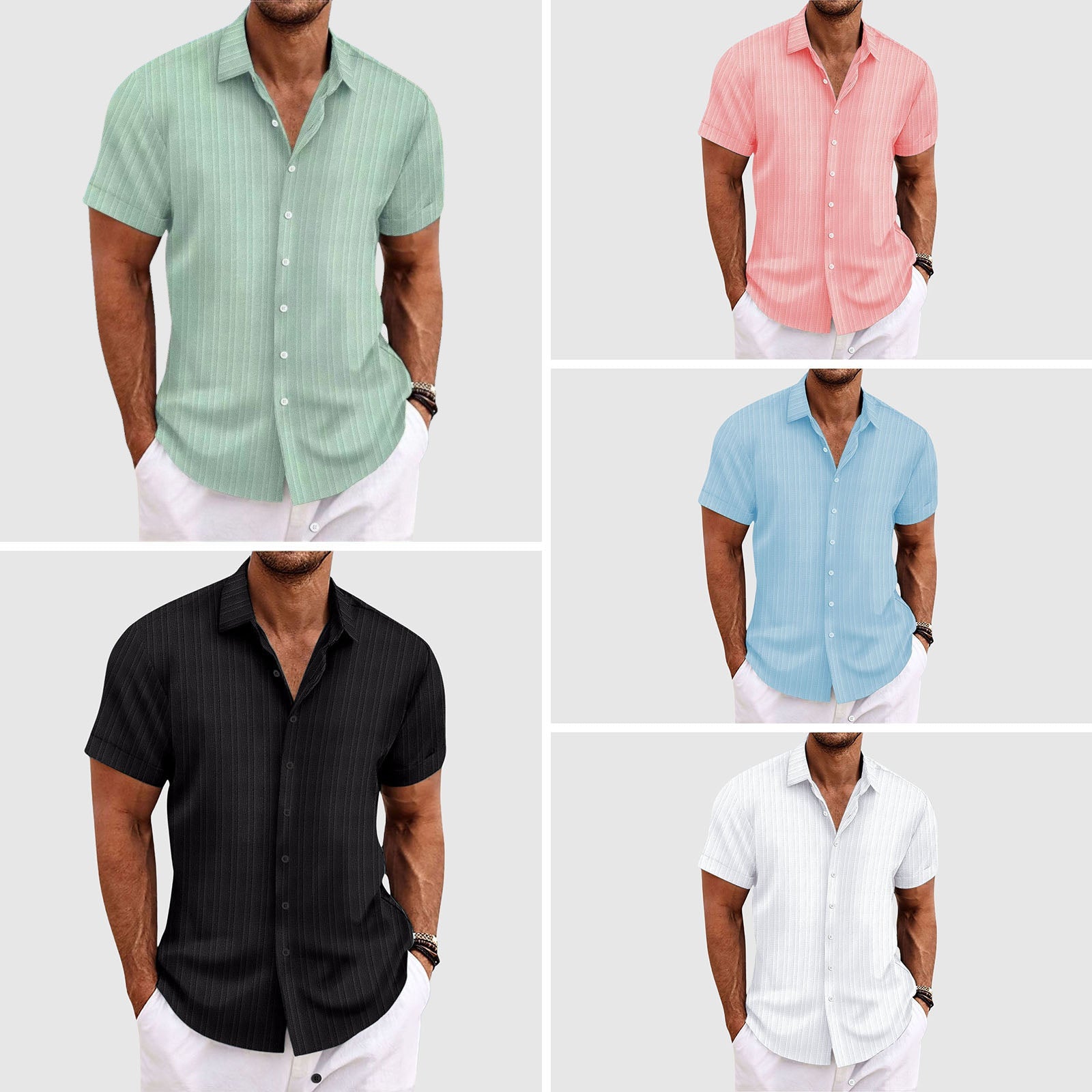 Felix Grant striped lapel collar shirt polyester blend durable comfort outdoor casual button closure