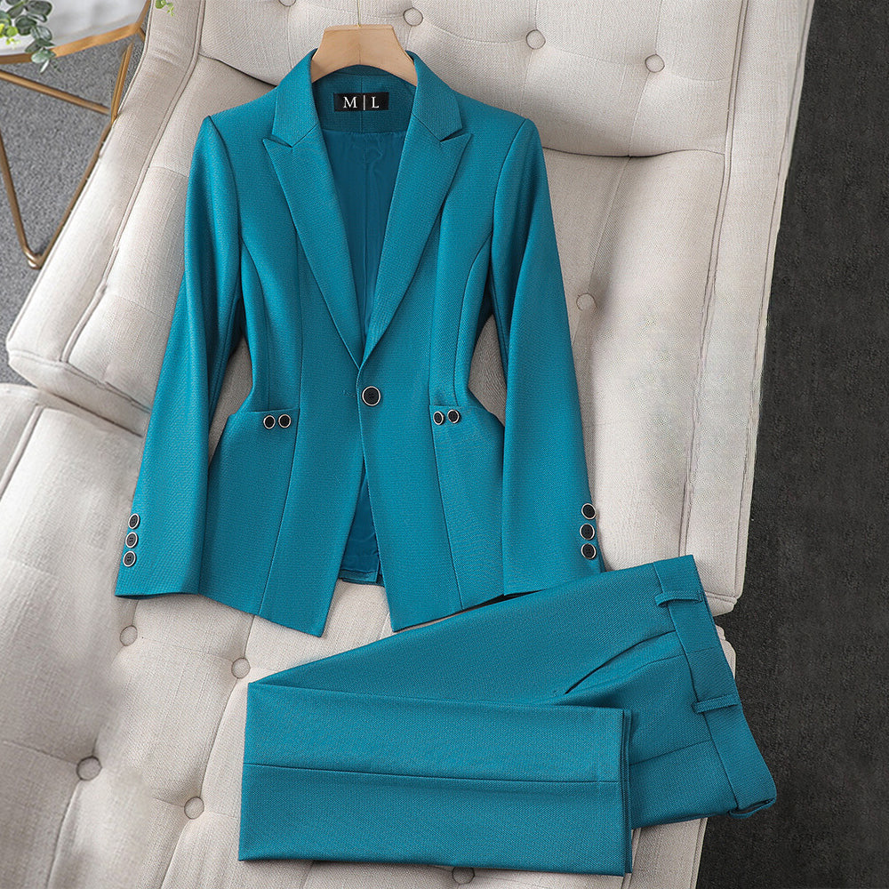 Valentina Rossi tailored power duo set blazer matching pants flattering modern fit luxury poly-blend