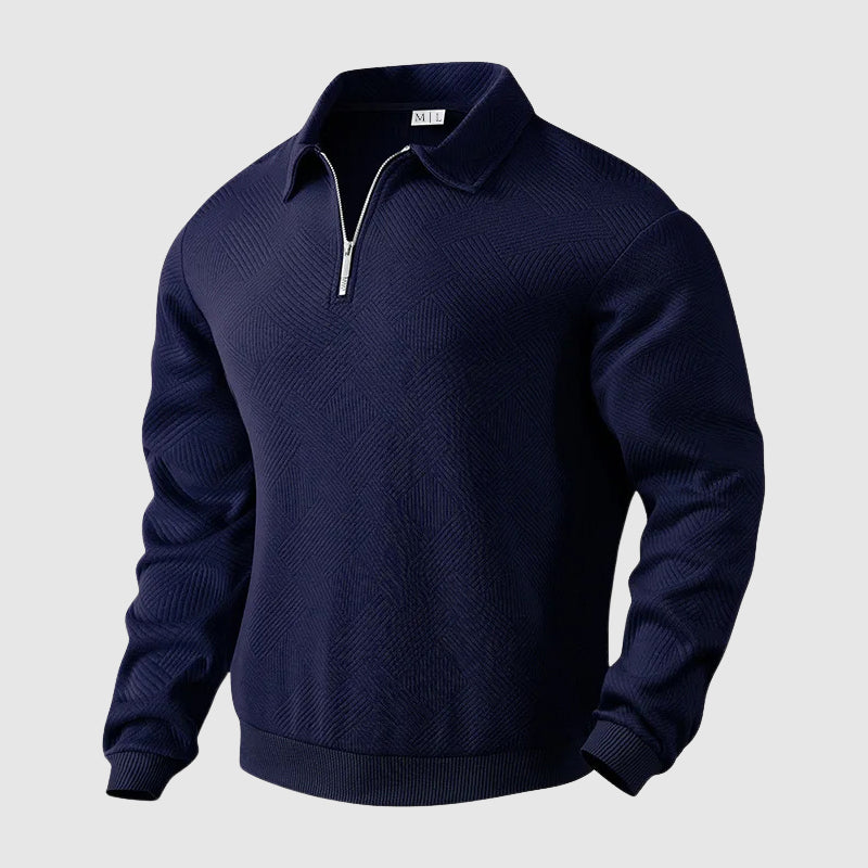 Felix Grant men's urban polo sweater, loose fit, zipper collar, no-iron premium polyester blend