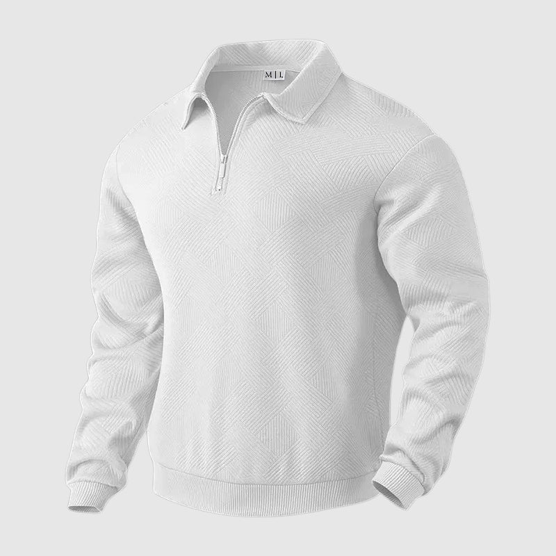 Felix Grant men's urban polo sweater, loose fit, zipper collar, no-iron premium polyester blend