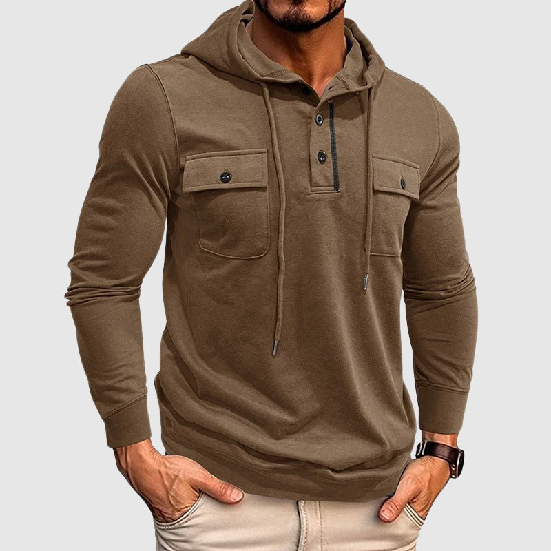 Felix Grant Urban Pulse men's lightweight hoodie in solid color relaxed fit with adjustable drawstring hood