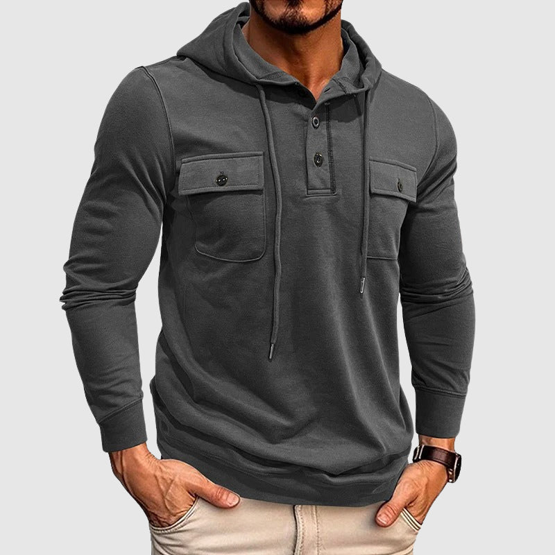Felix Grant Urban Pulse men's lightweight hoodie in solid color relaxed fit with adjustable drawstring hood