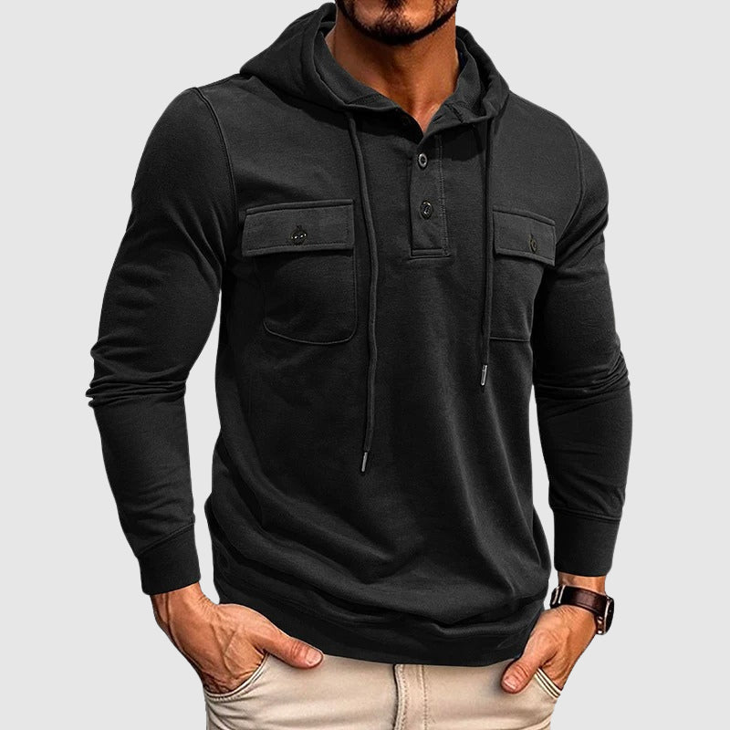Felix Grant Urban Pulse men's lightweight grey hoodie relaxed fit with adjustable drawstring hood