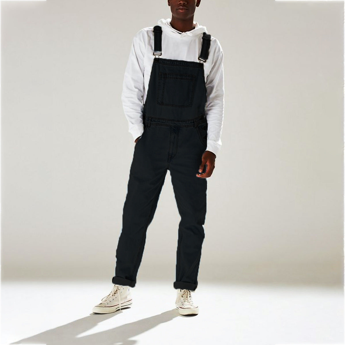 Felix Grant indigo denim overalls urban utility fit reinforced stitching streetwear workwear style