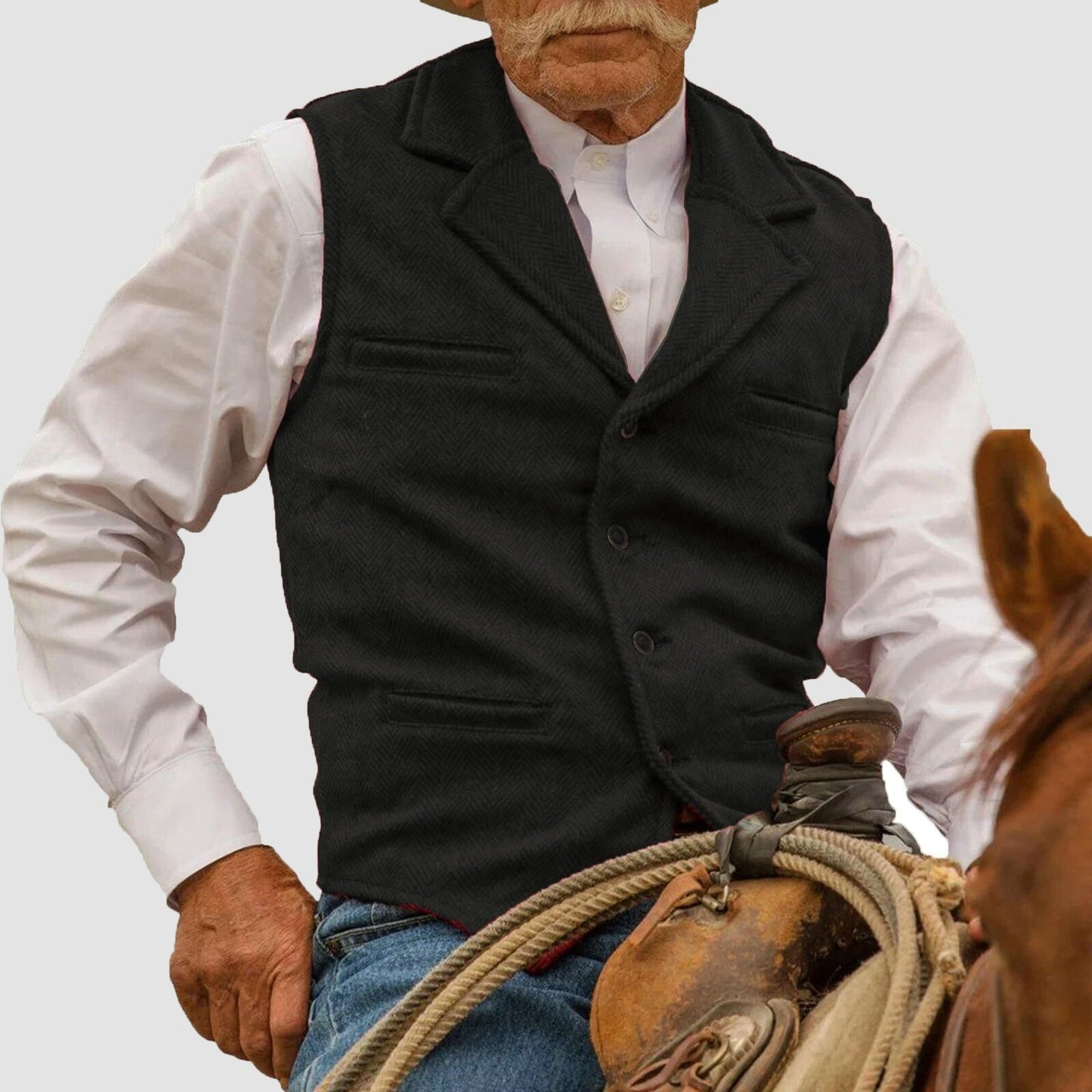 Felix Grant vintage couture Western vest, cotton blend, button closure, timeless nostalgic detailing