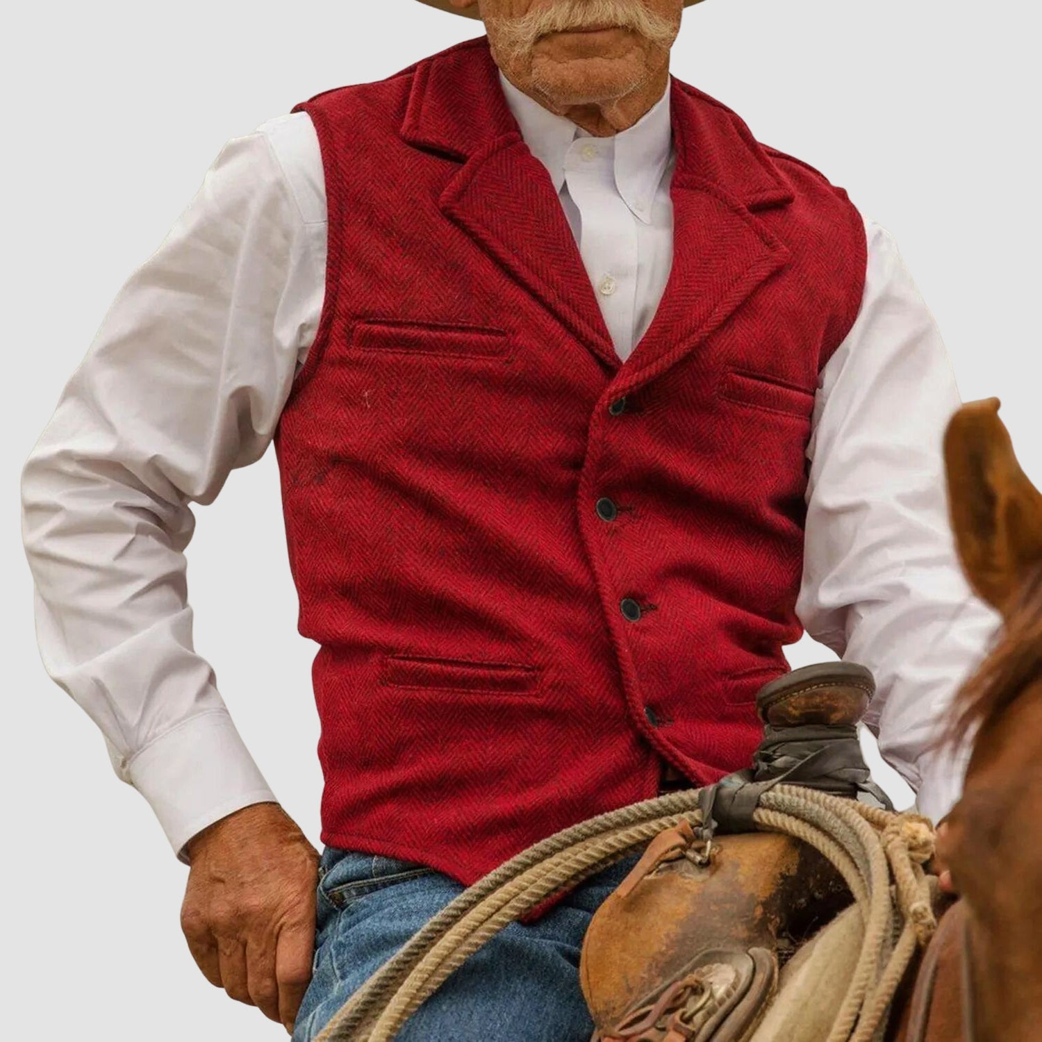 Felix Grant vintage couture Western vest cotton blend button closure timeless style layer
