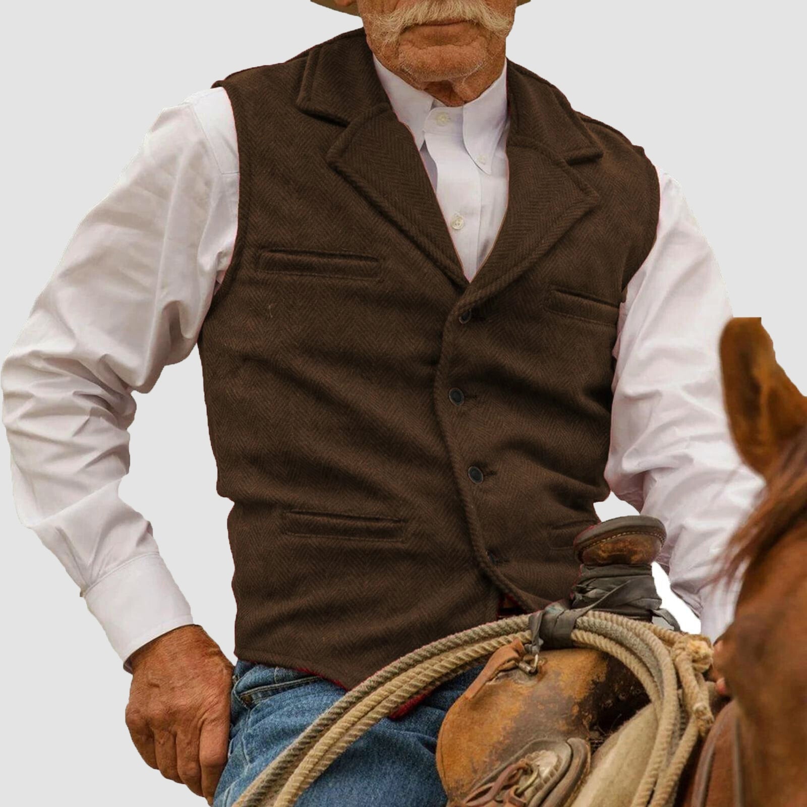 Felix Grant vintage couture vest Western-inspired cotton blend with button closure for style enthusiasts